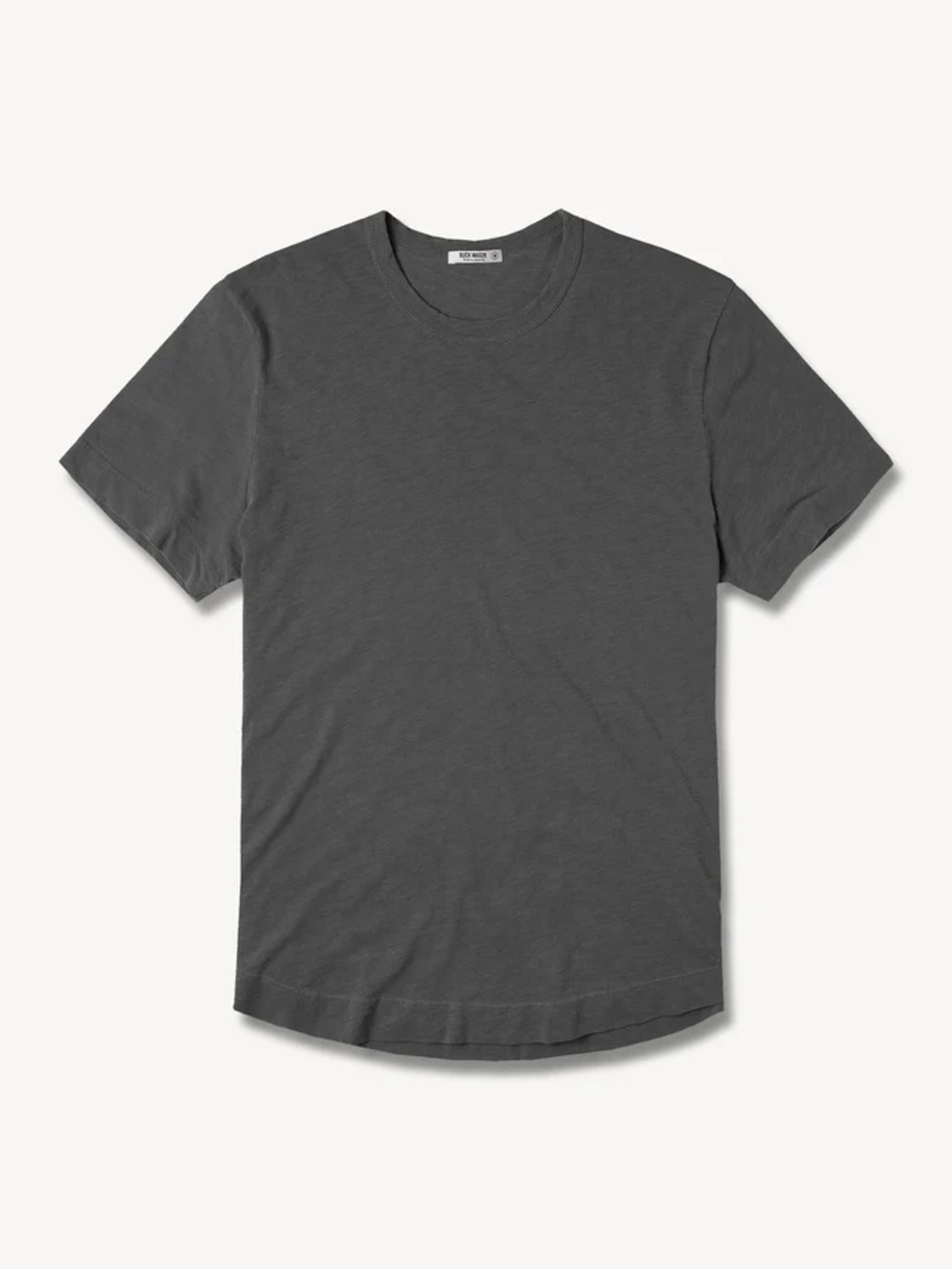 Buck Mason Slub Curved Hem Tee Shirt in Faded Venice Wash Dark Gray Size Medium